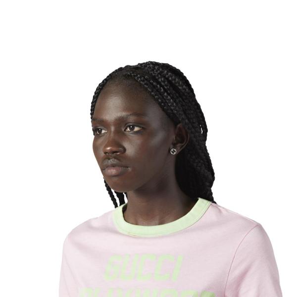 Pendientes Gucci Interlocking de plata envejecida - Imagen 2