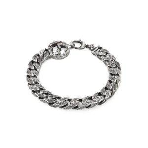 Pulsera Gucci Interlocking de plata envejecida