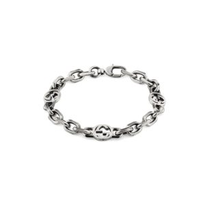 Pulsera Gucci Interlocking de plata envejecida