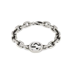 Pulsera Gucci Interlocking de plata envejecida